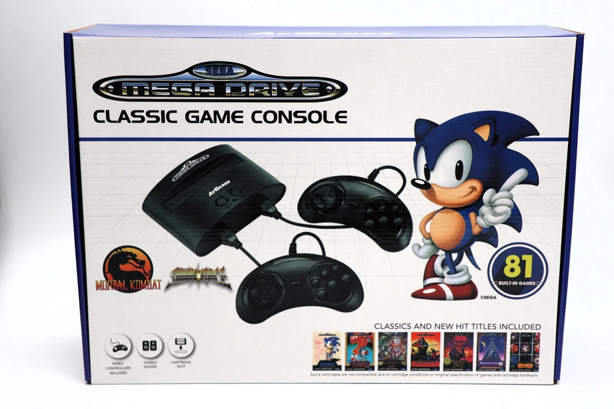 SEGA Genesis Classic Game Console 81 Games -Sonic - Mortal Kombat - ATGames New